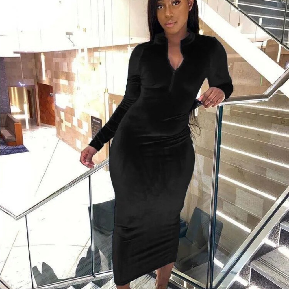 Long Sleeve Velvet Dress